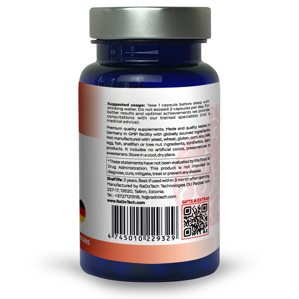 RaDoTech VeinoTune packaging box highlighting natural ingredients and GMP quality