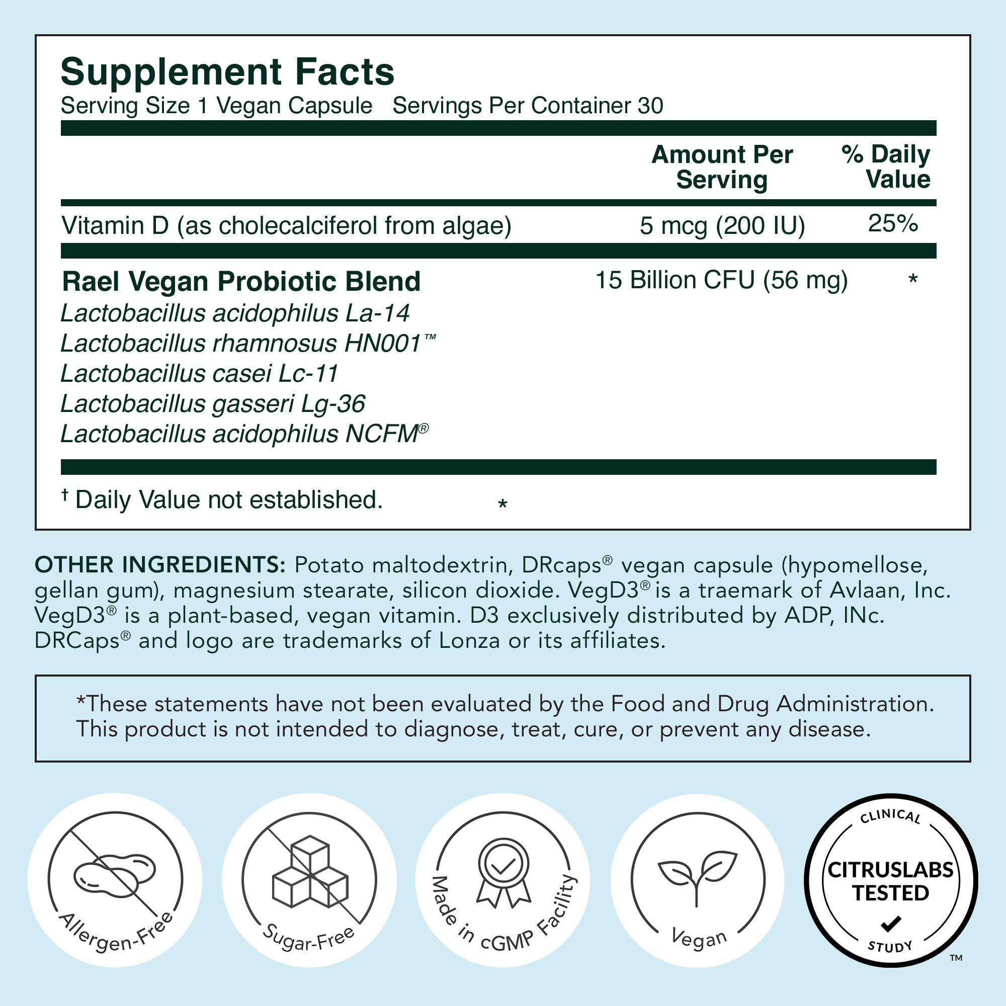 Rael Probiotics for Women daily-dose glass prepared for intake routine.