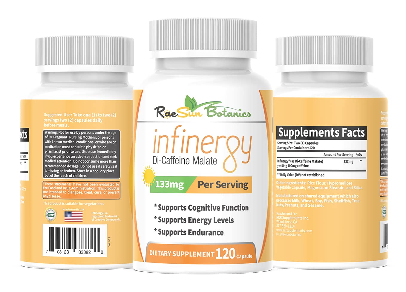 RaeSun Botanics Infinergy bottle pouring capsules for steady focus
