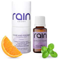 Rain Aroma Clear Focus diffuser oil enhances alertness for focused work.