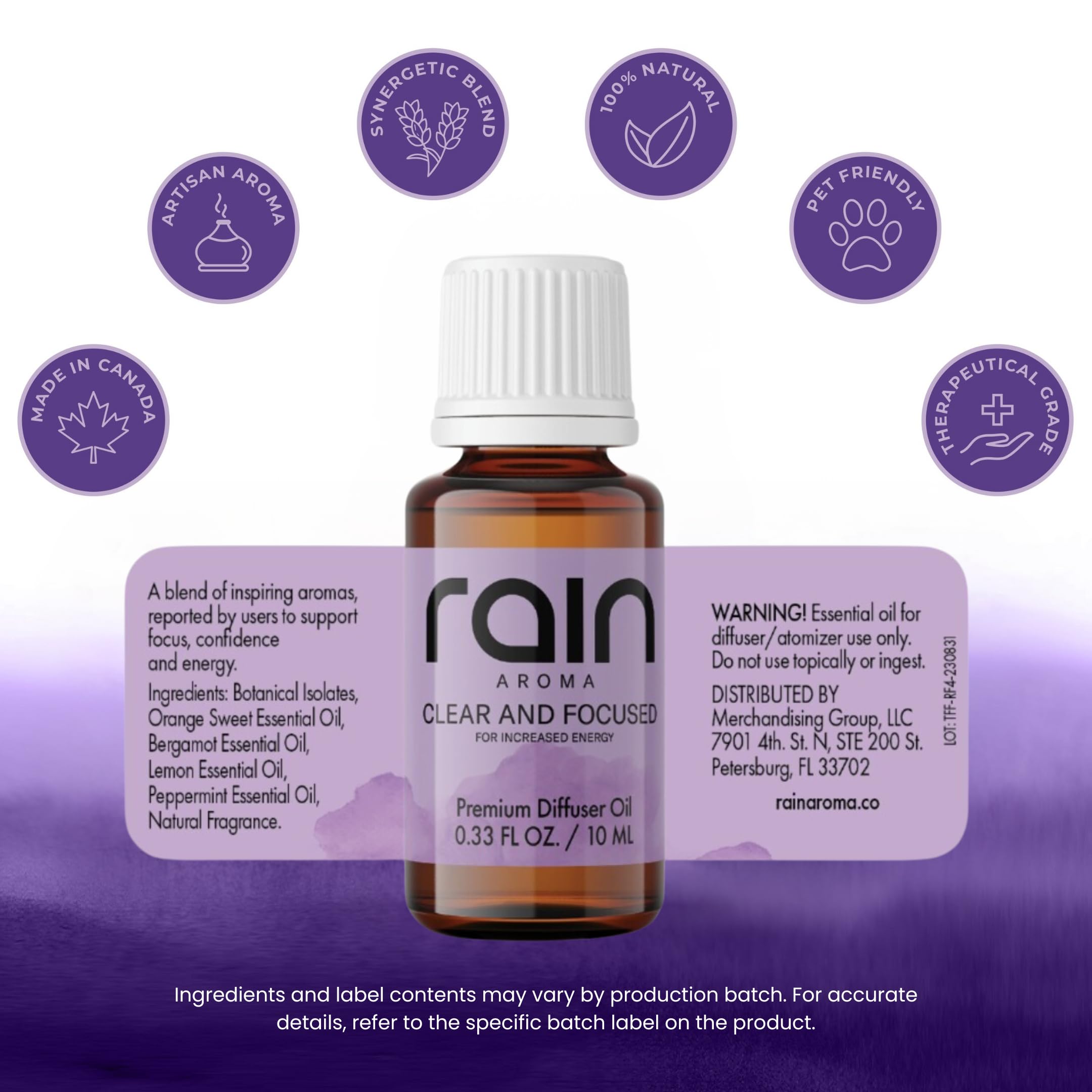 Rain Aroma Cognitive-Enhancing diffuser oil may boost concentration during work or study.