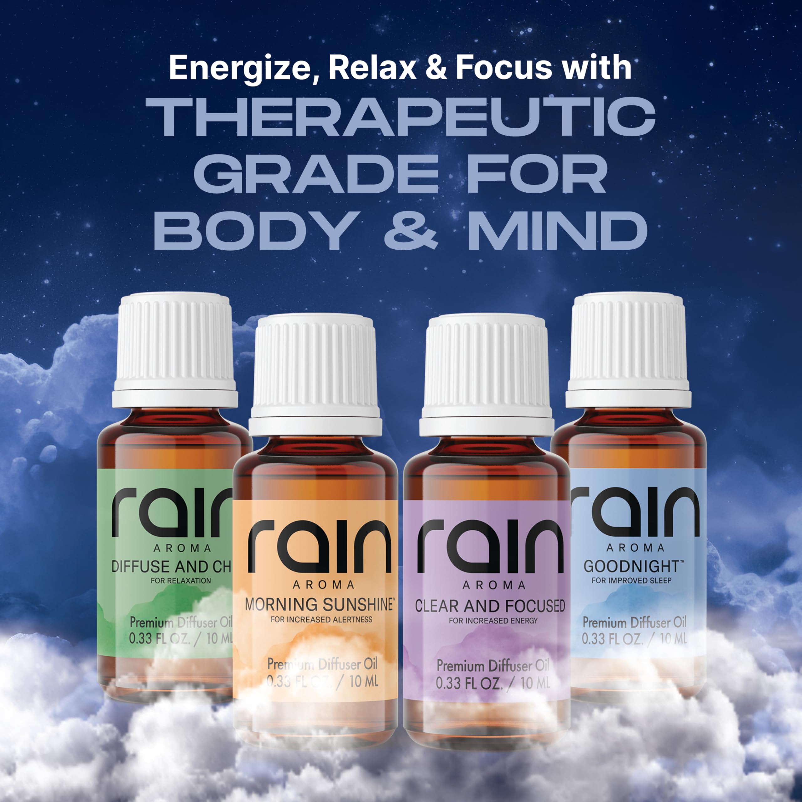 Rain Aroma office-desk scene demonstrates portable fragrance for on-the-go calm