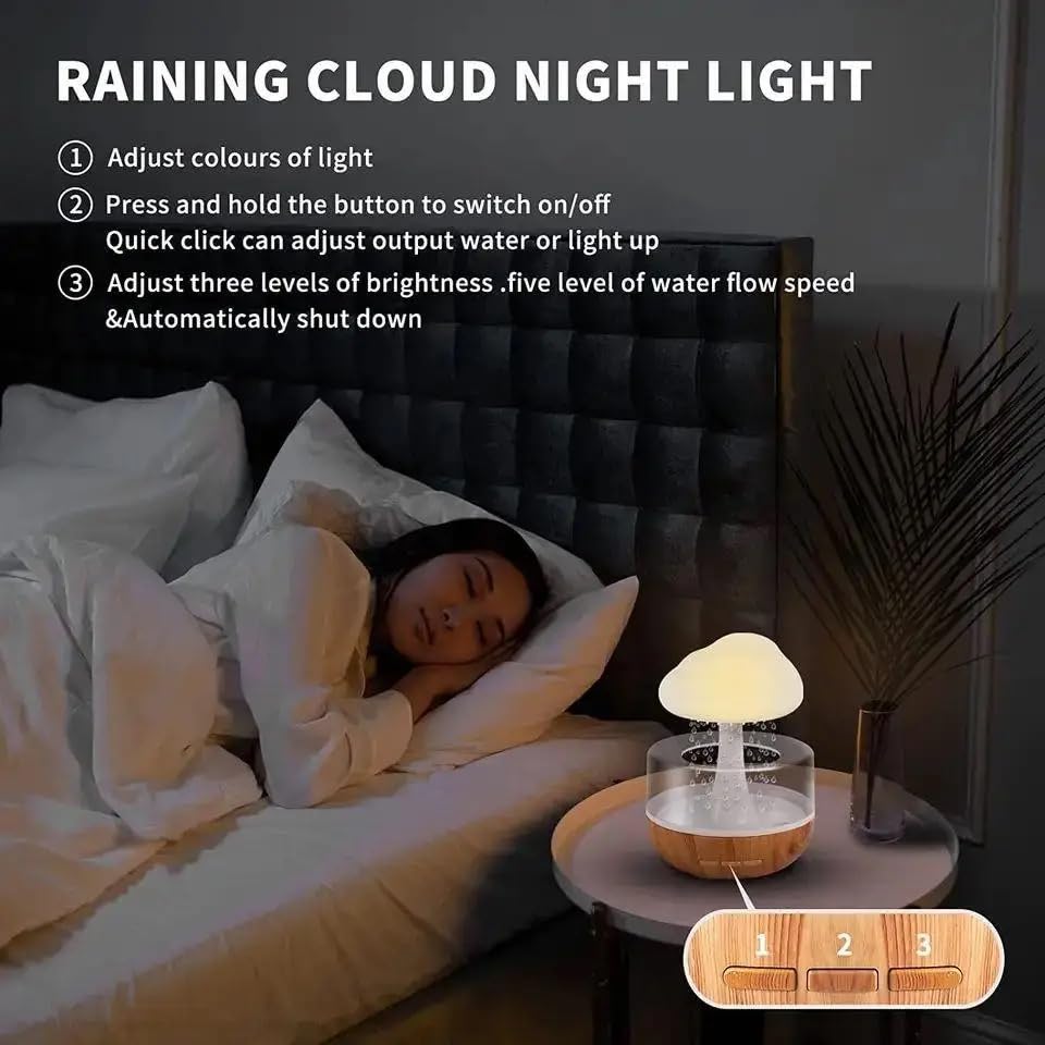 Rain Cloud night-light enhances evenings with soft color-changing illumination