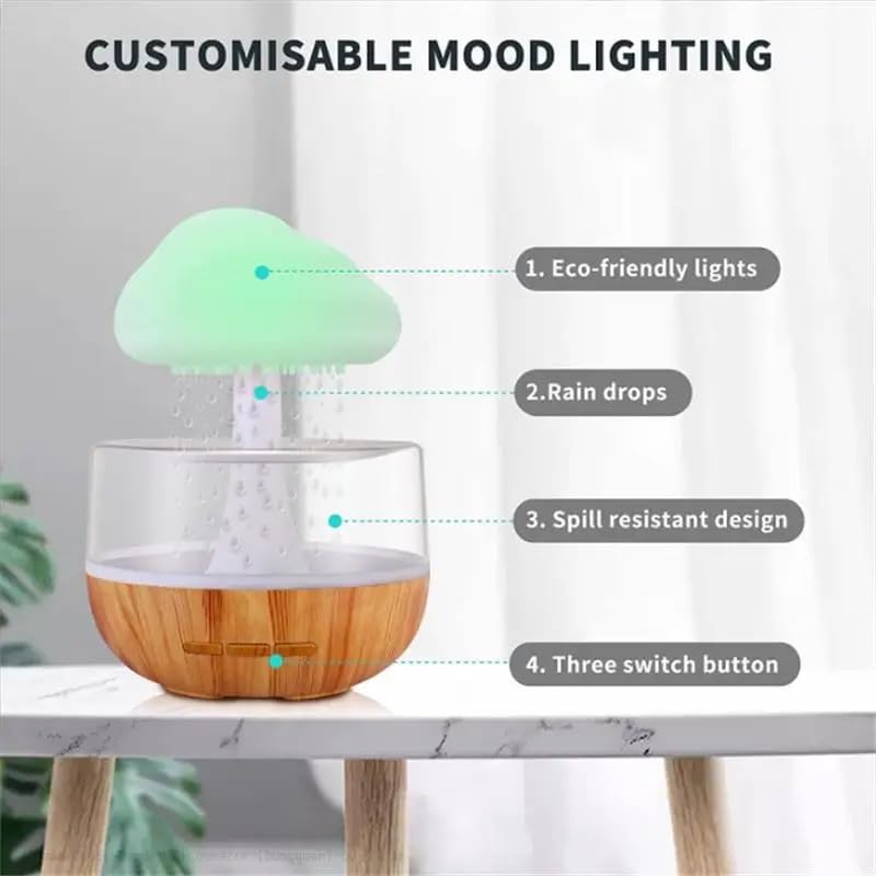 Rain Cloud ultrasonic-mist runs quietly for focused work and relaxation