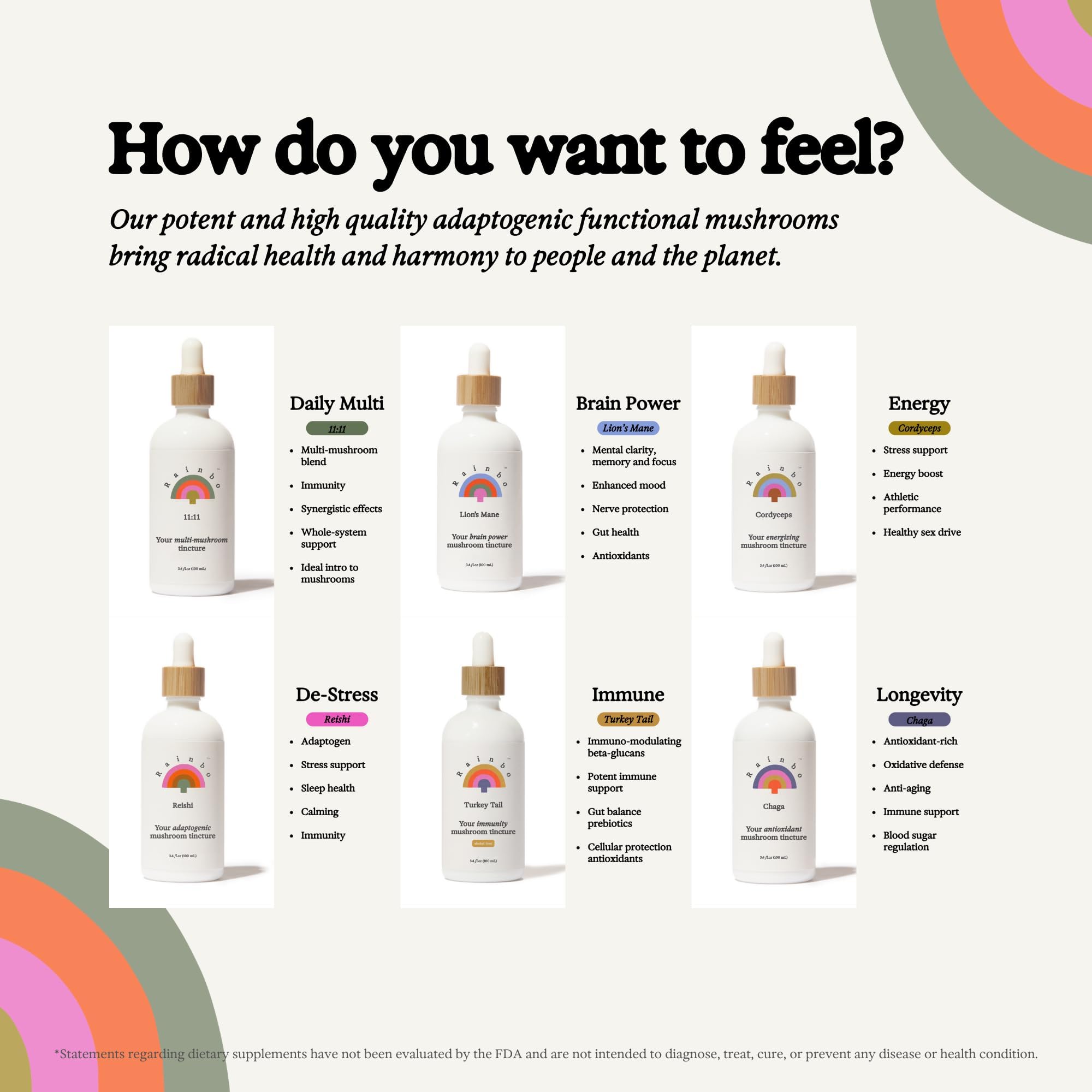 Rainbo vegan, non-GMO tincture highlighting clean ingredients
