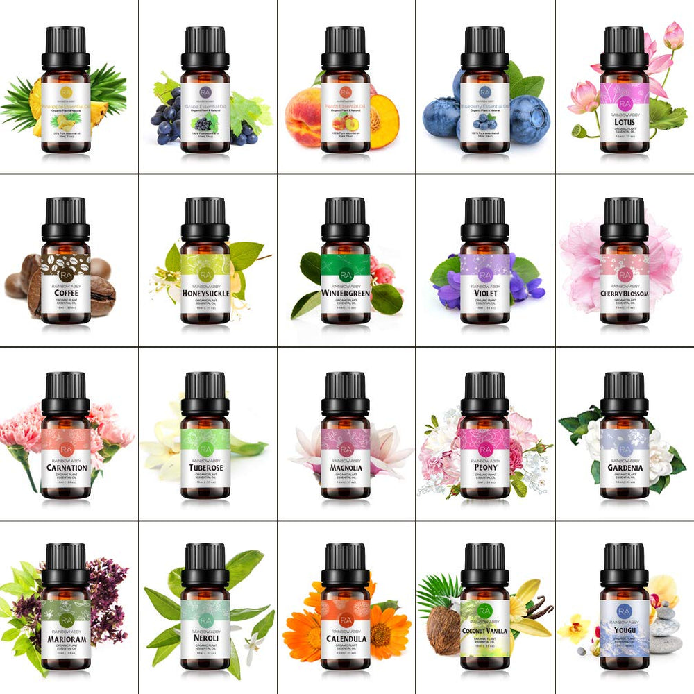 Rainbow Abby essential oil neroli bottle for relaxing diffuser blends.