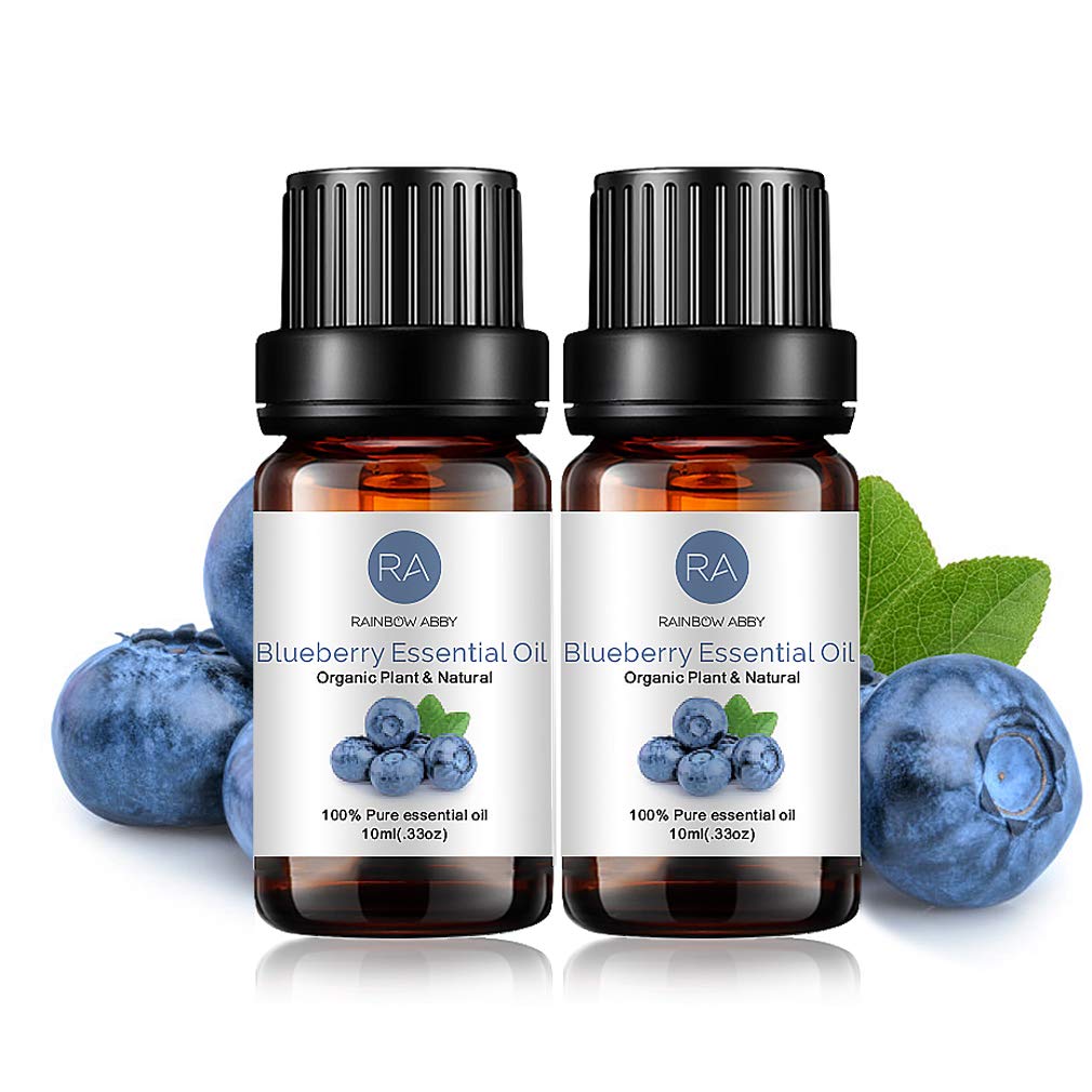 RAINBOW ABBY Blueberry essential oil two-pack bottle for diffusing and skincare.