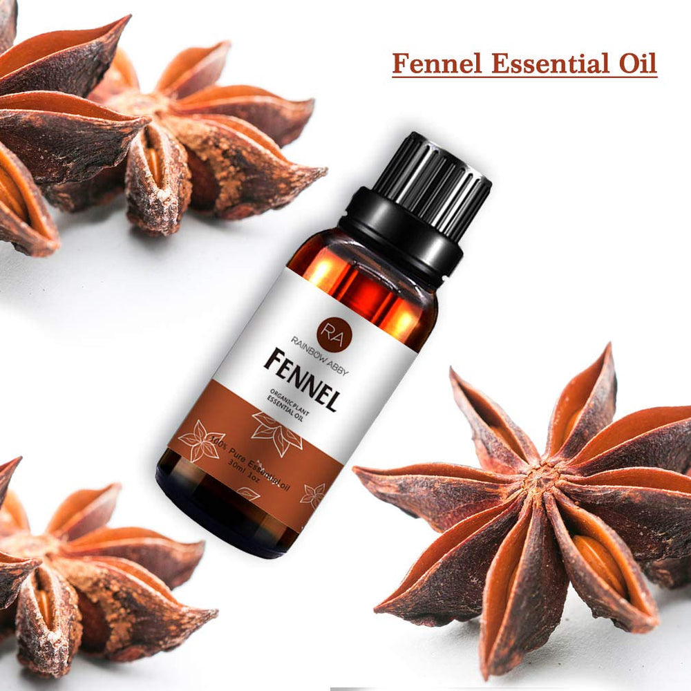 RAINBOW ABBY fennel oil drops near a diffuser illustrate aromatherapy use