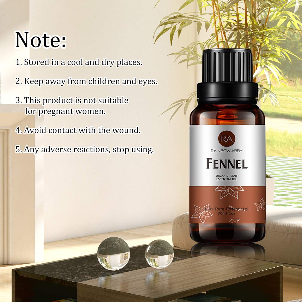 RAINBOW ABBY fennel oil SGS certified badge on packaging