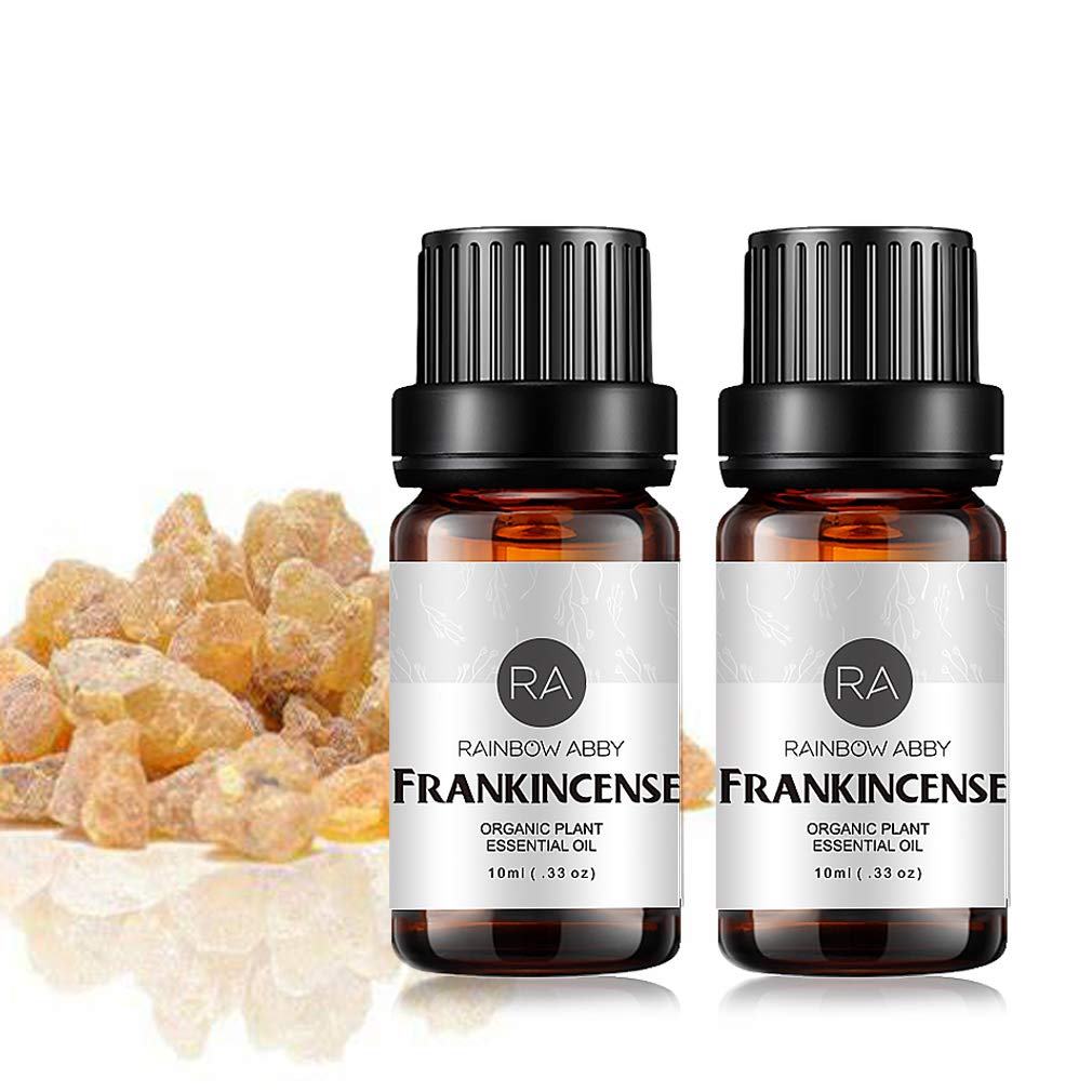 Rainbow Abby frankincense oil bottle top view for pure aromatherapy.