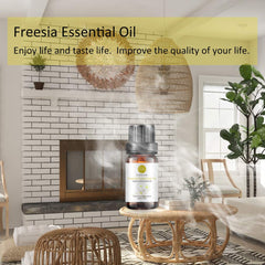 Rainbow Abby Freesia essential oil bottle close-up highlights purity and fragrance