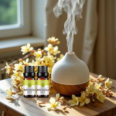 Rainbow Abby Honeysuckle essential oil used in skincare routines.