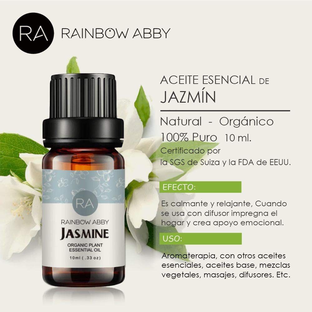 Rainbow Abby Jasmine Essential Oil in a diffuser creates a calming room ambiance