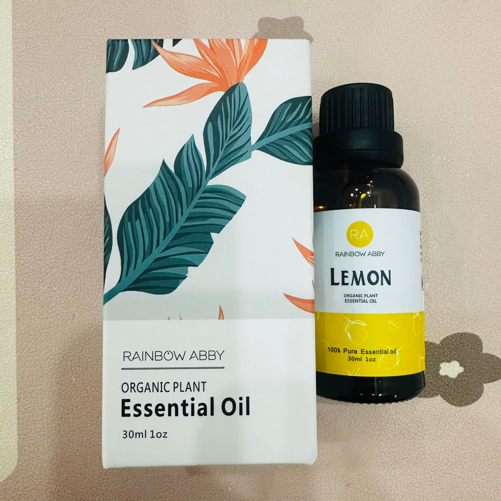 Rainbow Abby Lemon essential oil diffuser aroma fills room with fresh citrus scent.