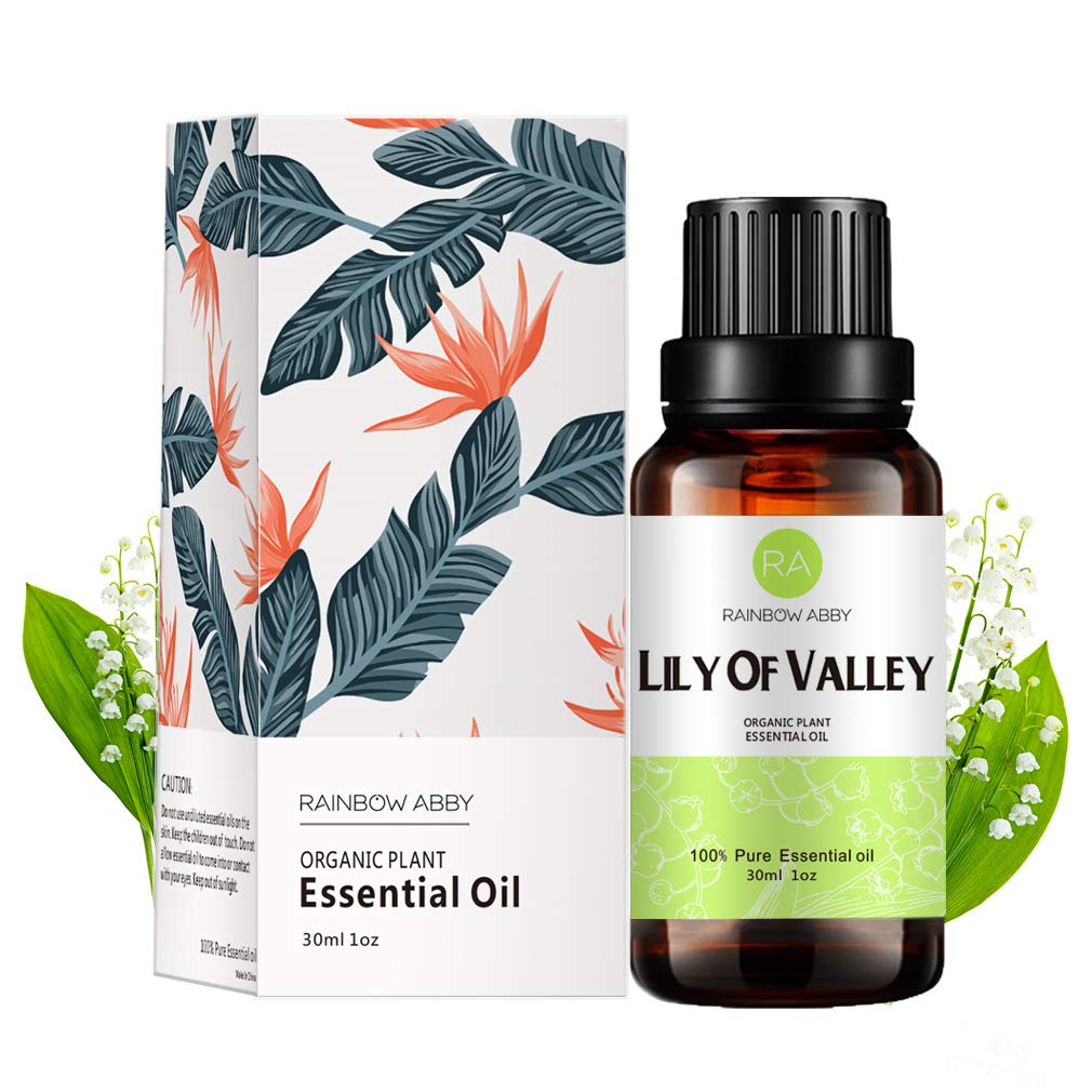 RAINBOW ABBY Lily of Valley essential oil bottle for diffuser use and calming ambiance.