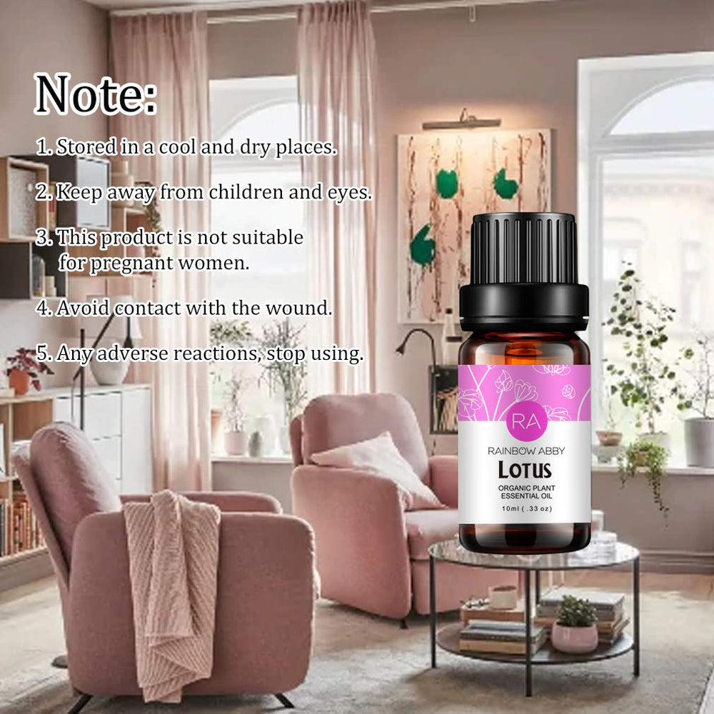 Rainbow Abby Lotus Essential Oil used in bath-and-body routines for spa-like experiences.