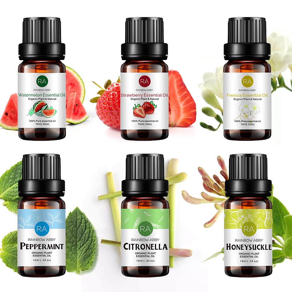 Rainbow Abby peppermint essential oil bottle for refreshing diffuser aromas.