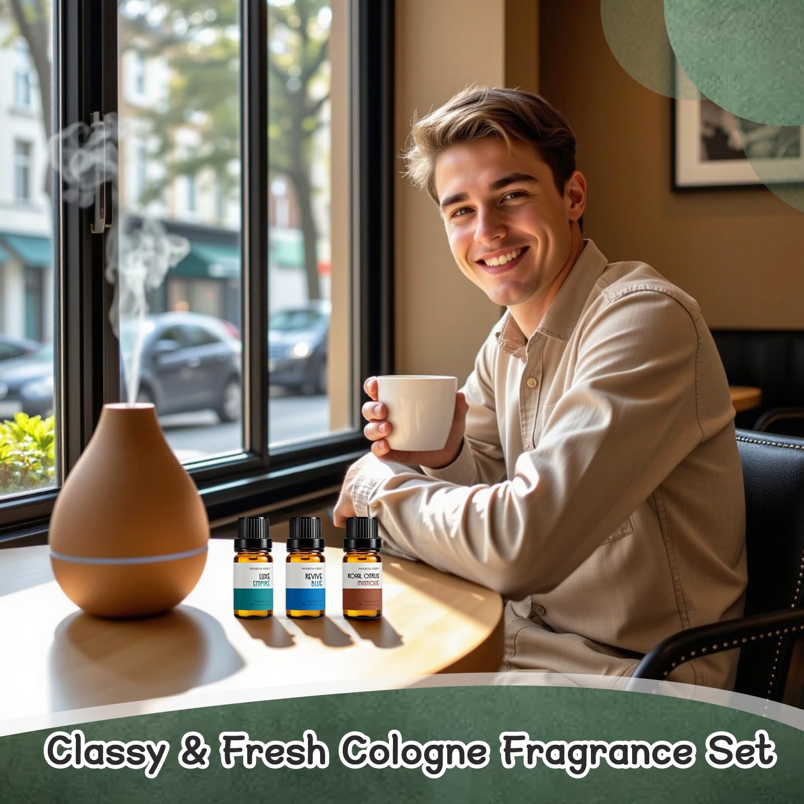 RAINBOW ABBY Revive Blue bottle for refreshing calm in diffusers or baths.