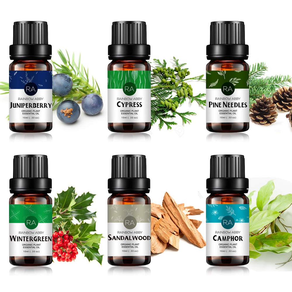 Rainbow Abby sandalwood essential oil bottle for calming diffuser aromatherapy sessions.