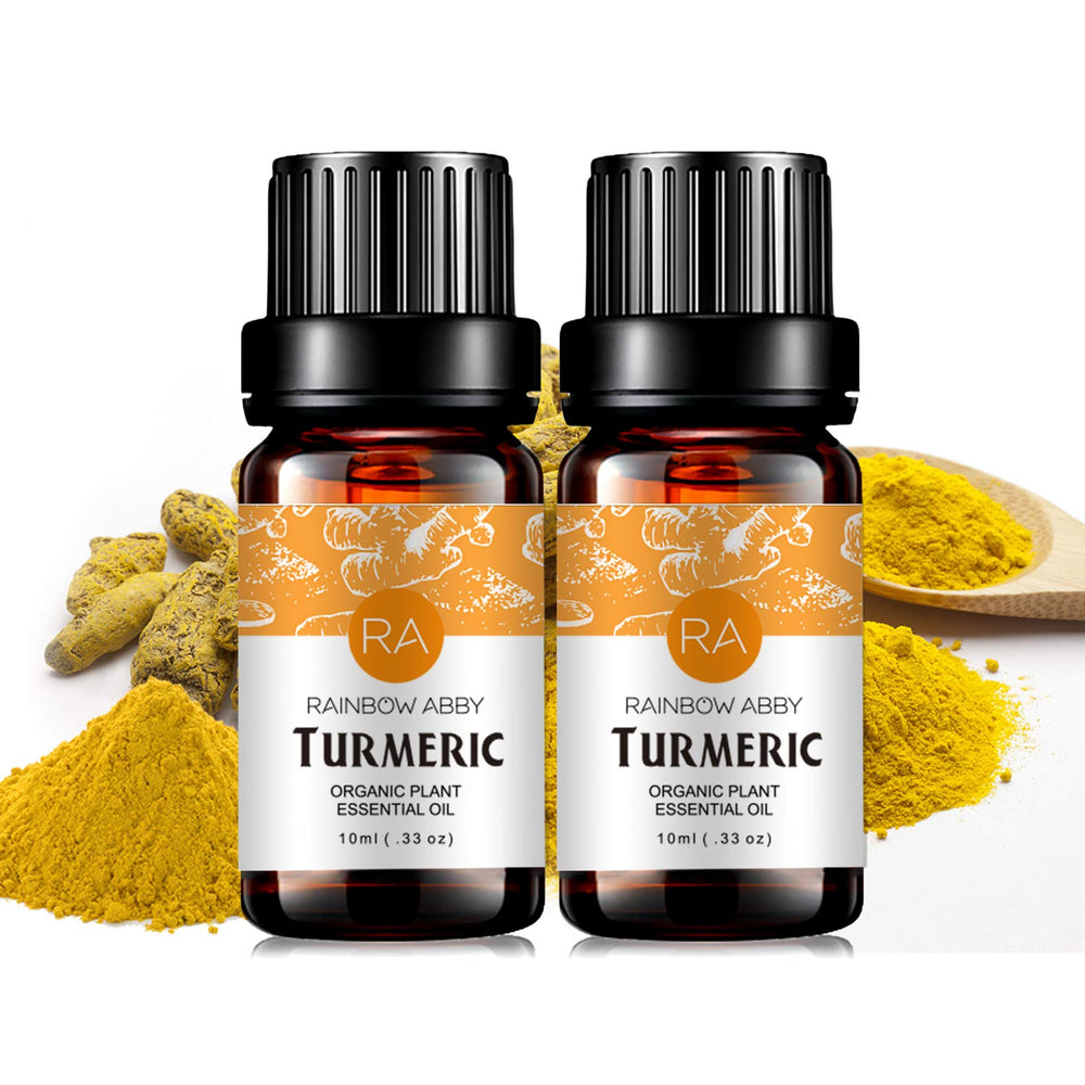 RAINBOW ABBY turmeric oil packaging shows amber bottle protection