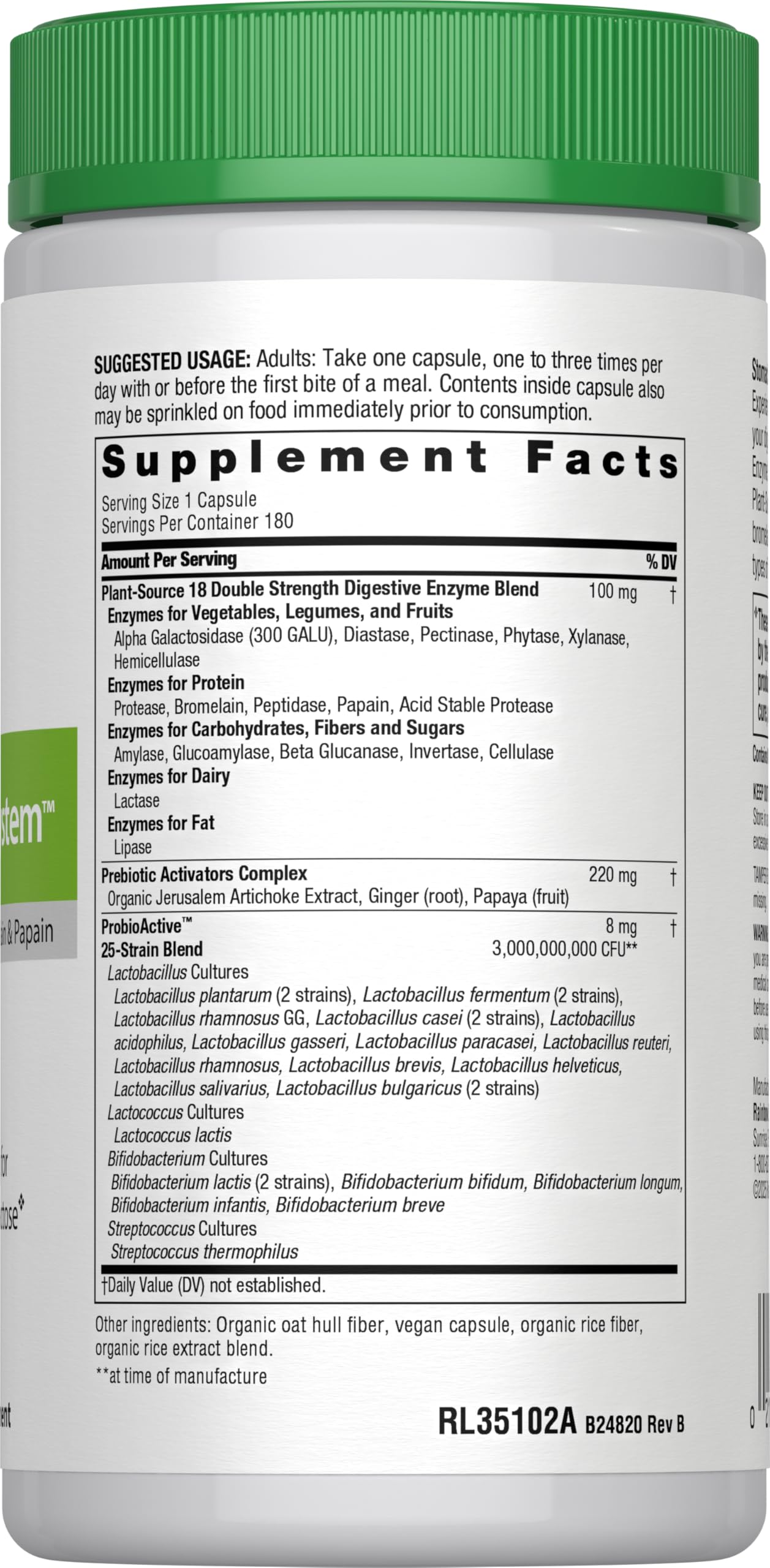 Rainbow Light enzyme capsules on shelf demonstrating vegan digestive support.