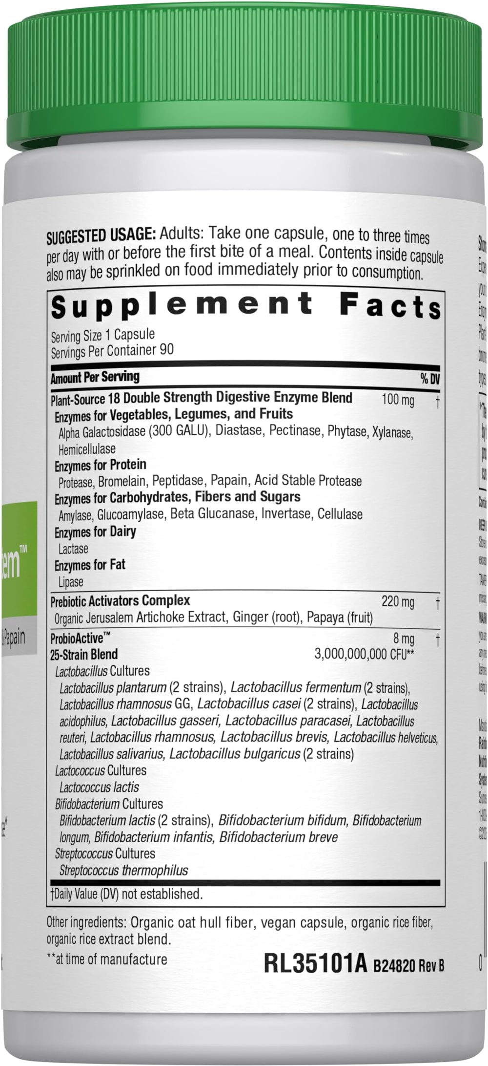 Rainbow Light Advanced Enzyme System packaging highlighting vegan, gluten-free formula.