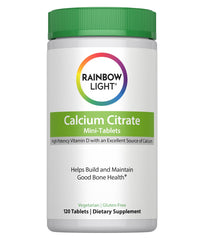 Rainbow Light calcium citrate bottle with vitamin D shown for daily bone support