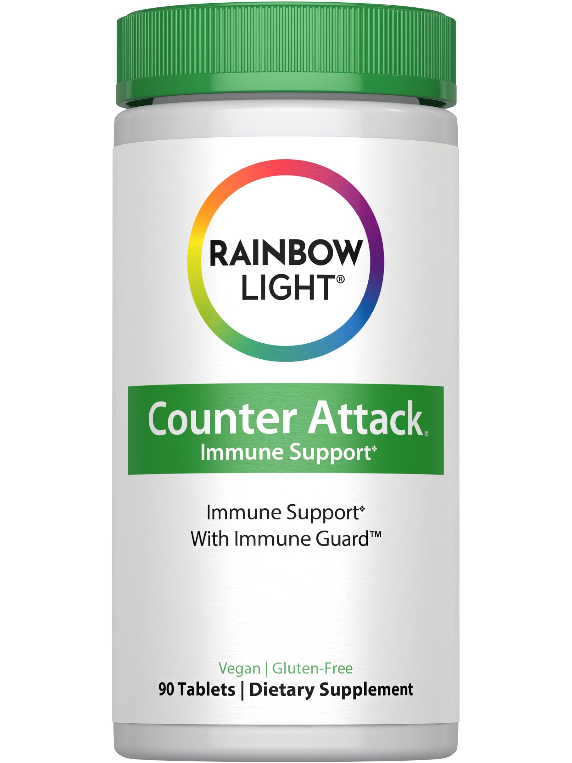 Rainbow Light Counter Attack bottle front showing vegan immune support formula