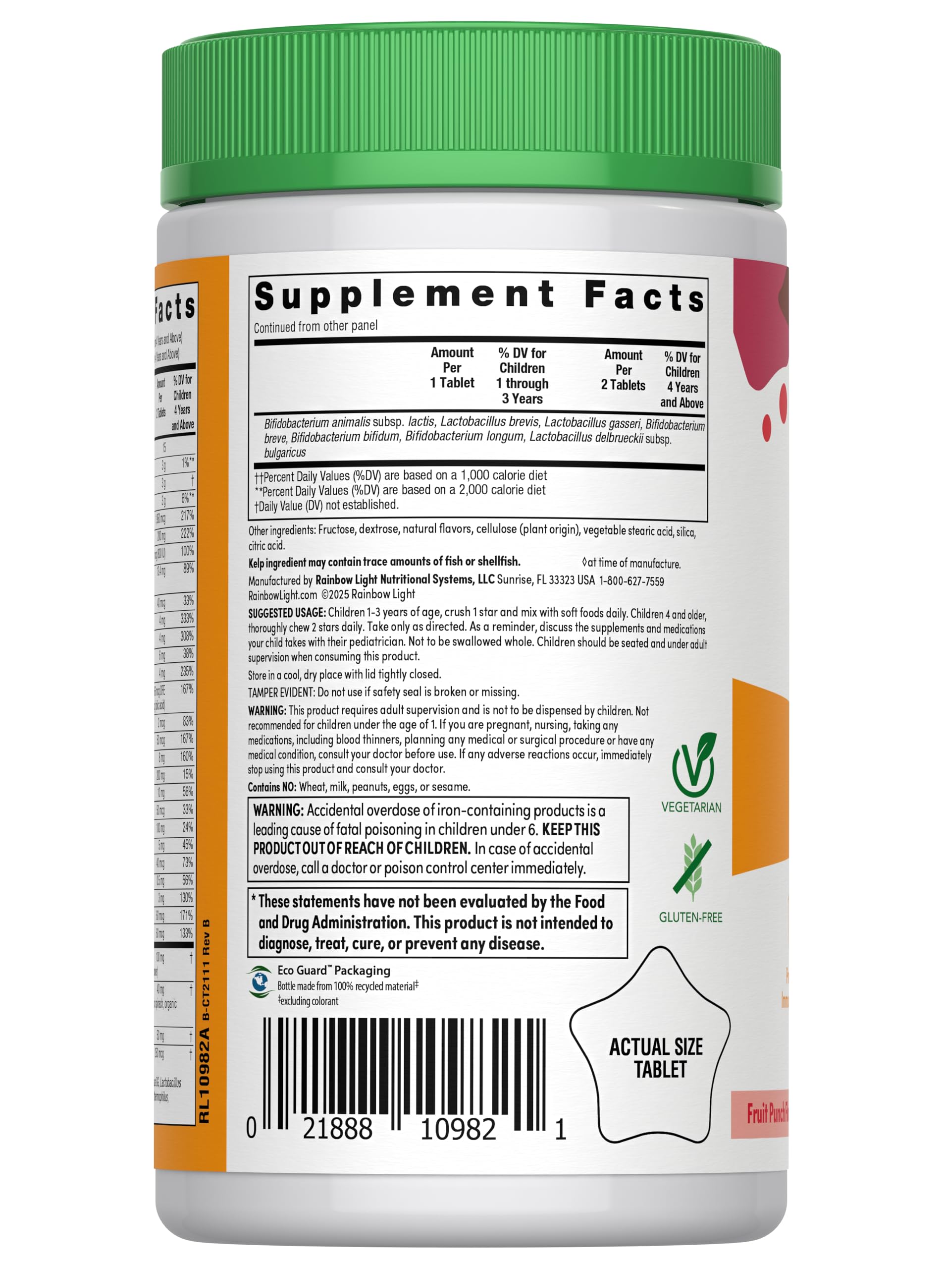 Rainbow Light Kids One Multivitamin fruit punch chewables offer easy daily nutrition.