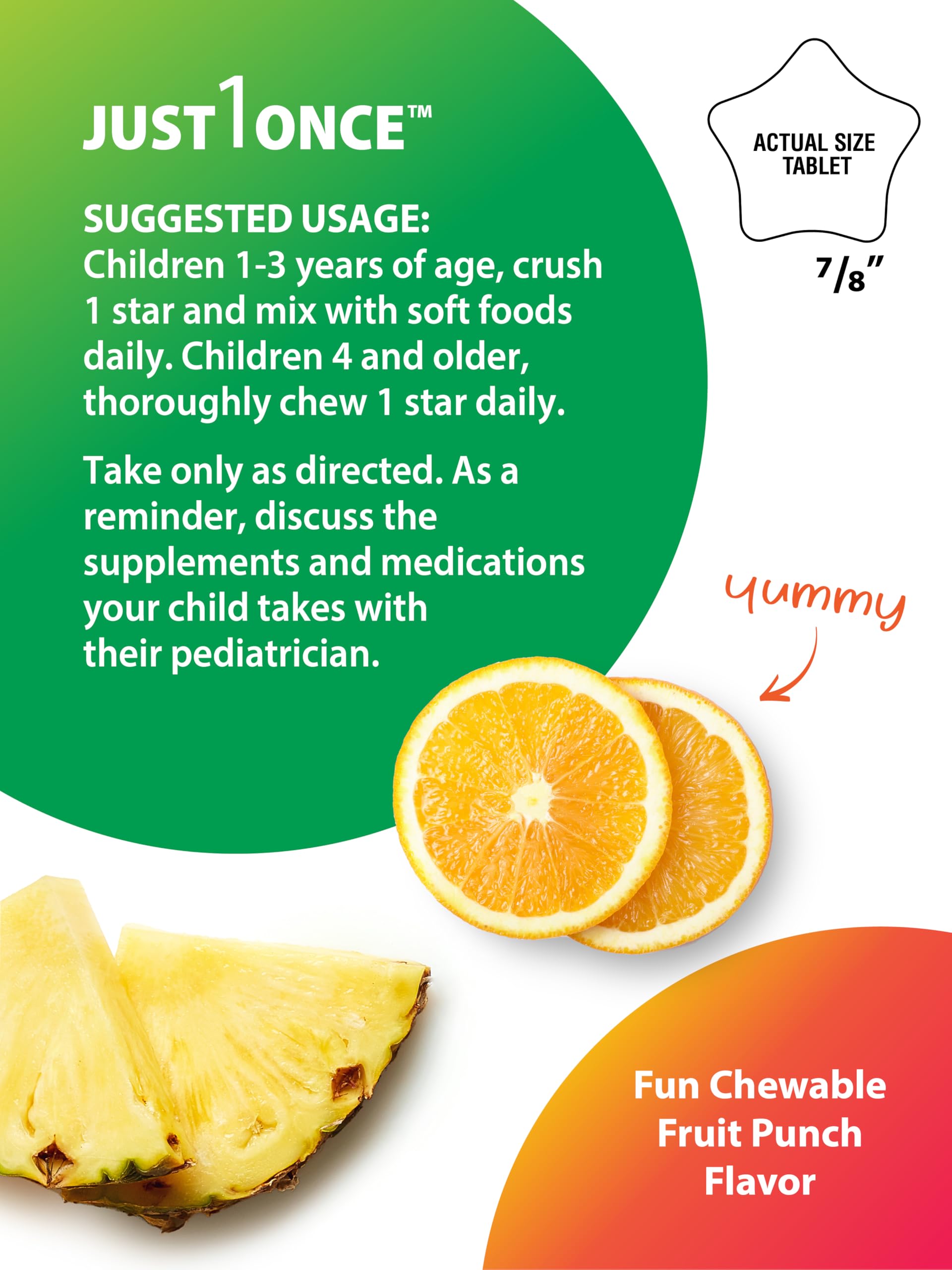 Fruit punch flavor Rainbow Light Kids One+ chewables close-up