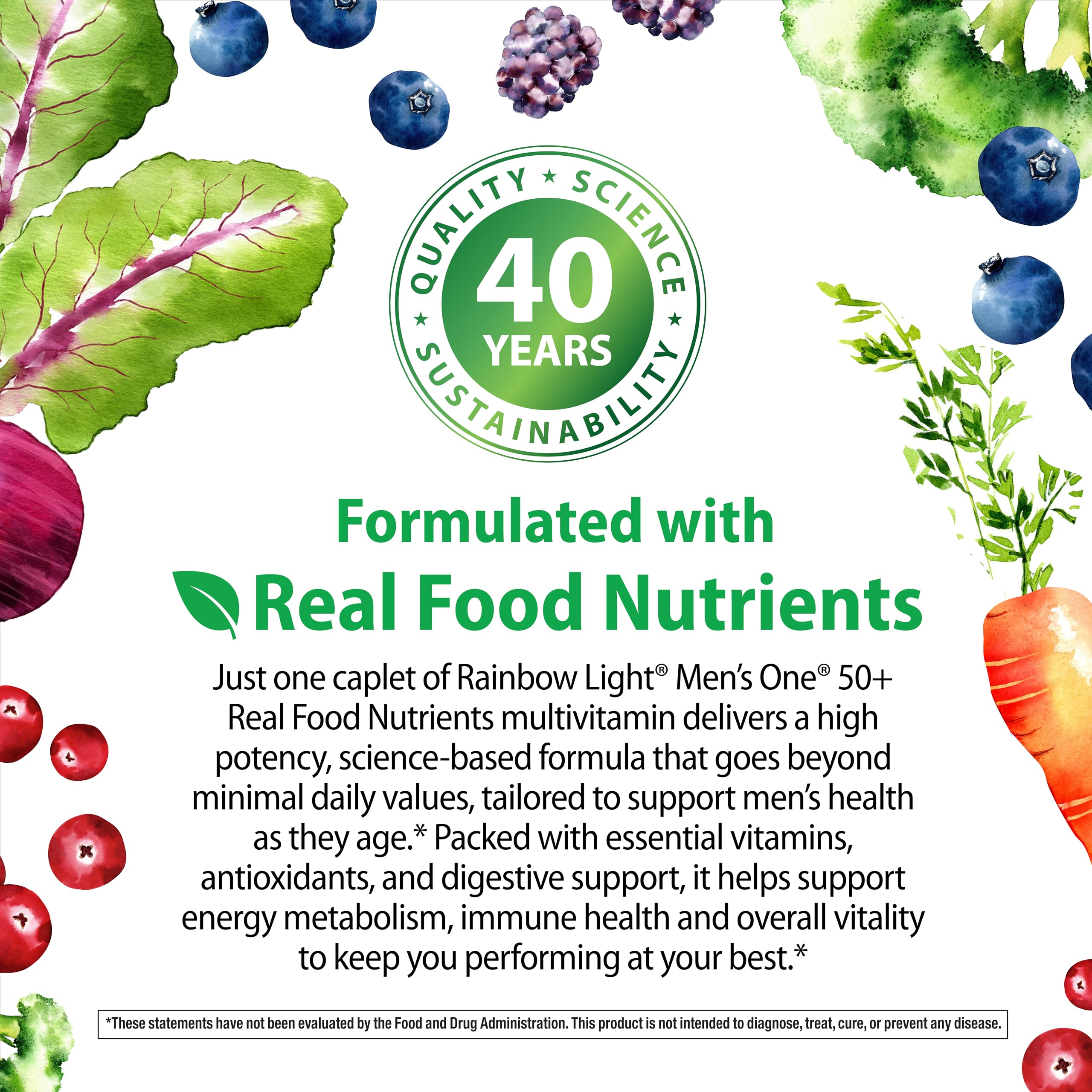 Rainbow Light Men's One 50+ package on a kitchen shelf signals easy daily use.