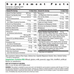 Rainbow Light Men's One+ caplet close-up highlighting nutrients