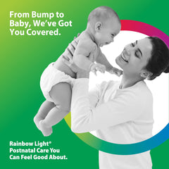 Rows of Rainbow Light capsules ready for daily postnatal nutrition
