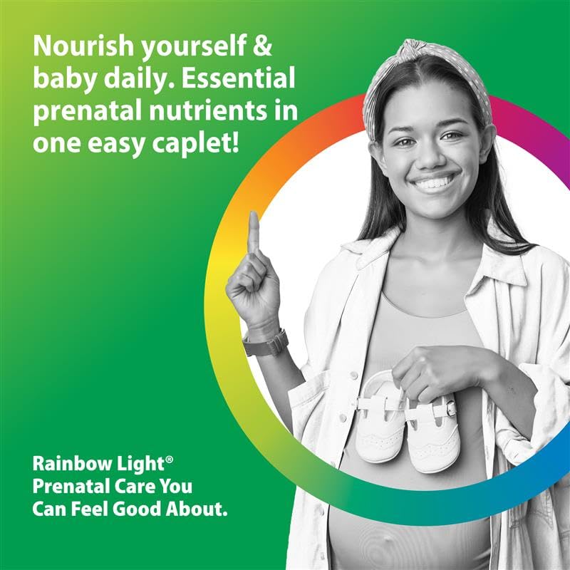 Rainbow Light Prenatal One ingredients blend image emphasizes folate, iron, and thiamin.