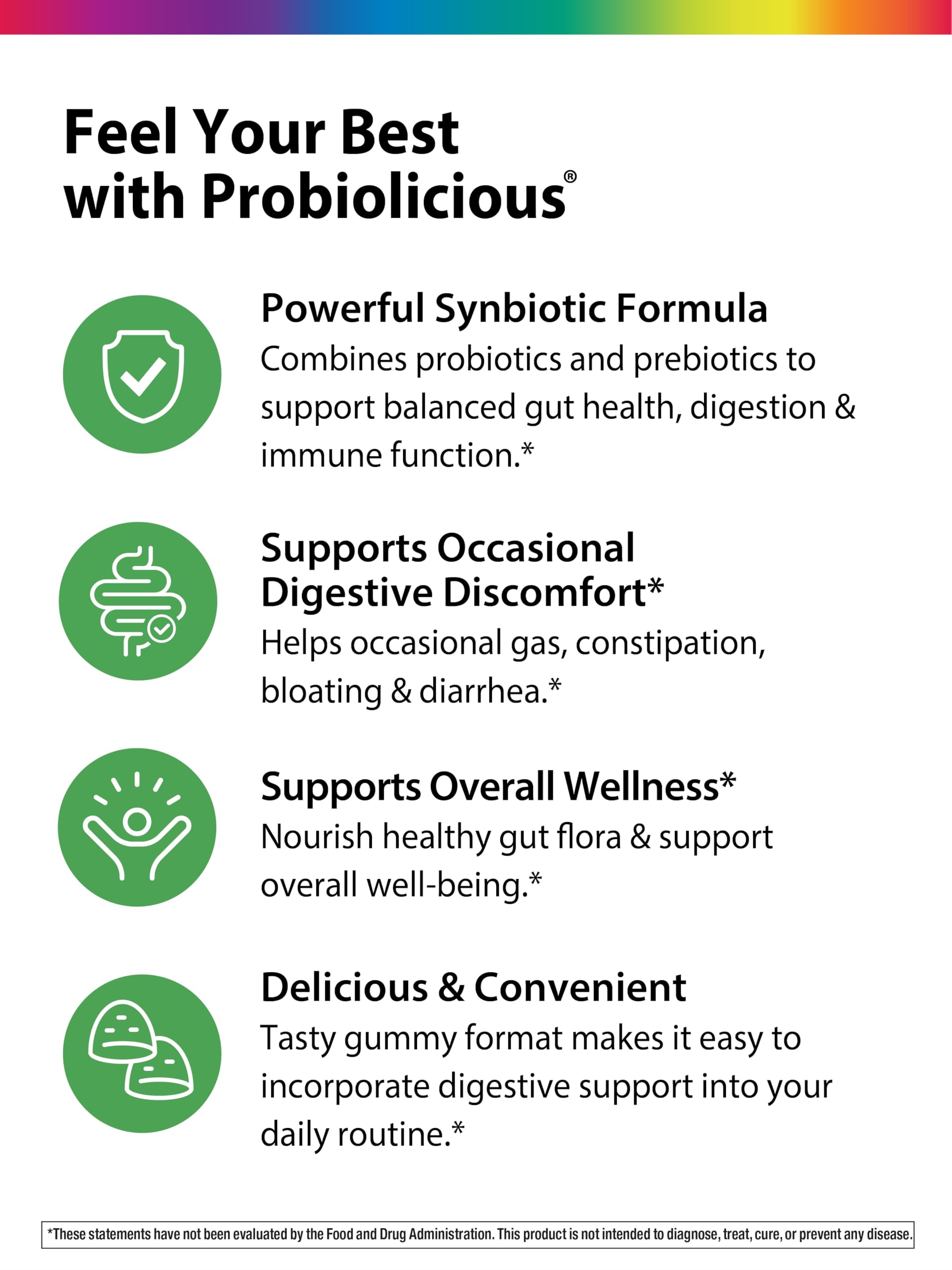 Rainbow Light Probiolicious gummies promoting digestive health and balance