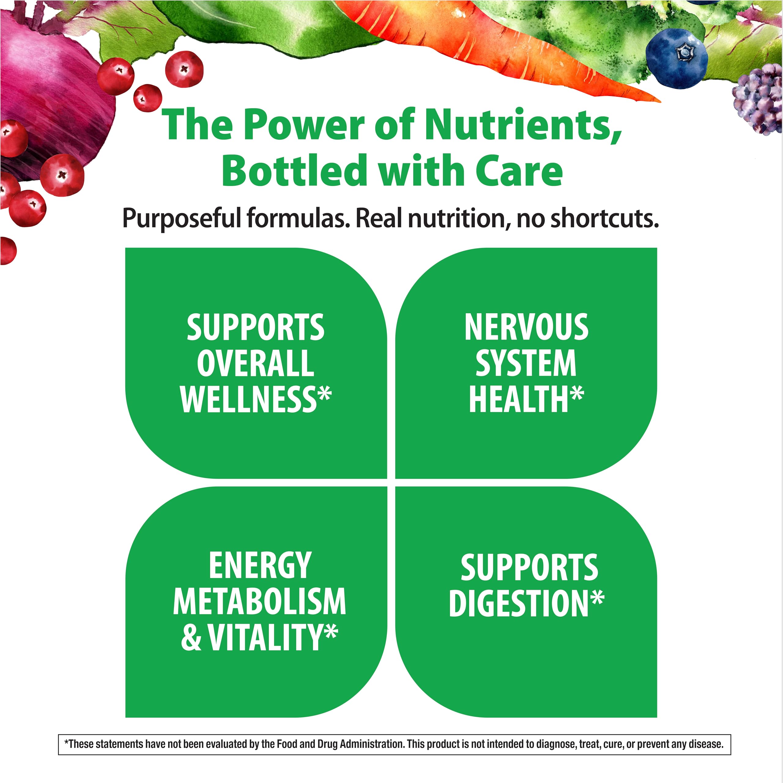 Rainbow Light Real Food Nutrients ingredients list highlights quality, natural sources.