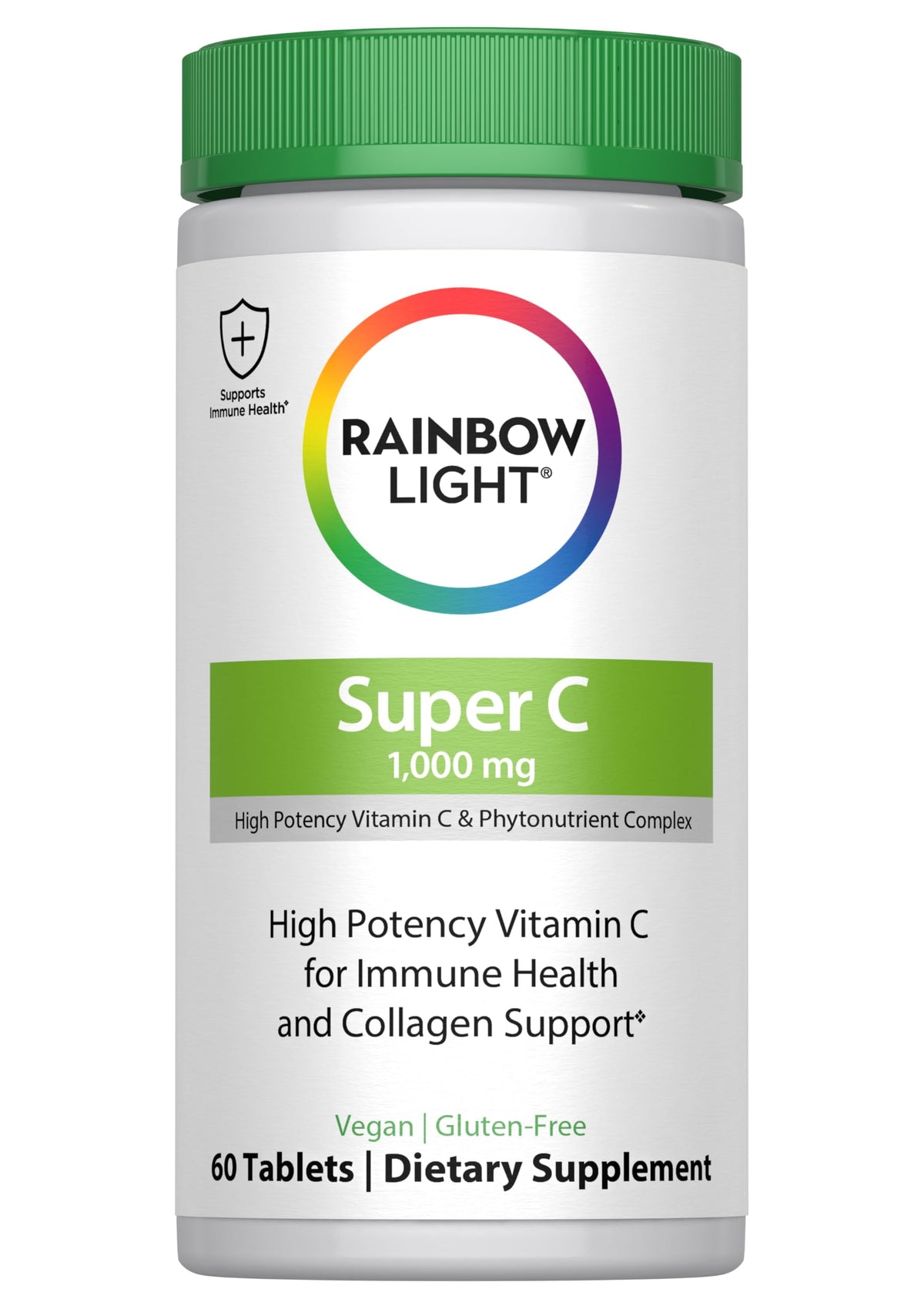 Rainbow Light Vitamin C 1,000mg bottle shot highlighting high potency immune support.