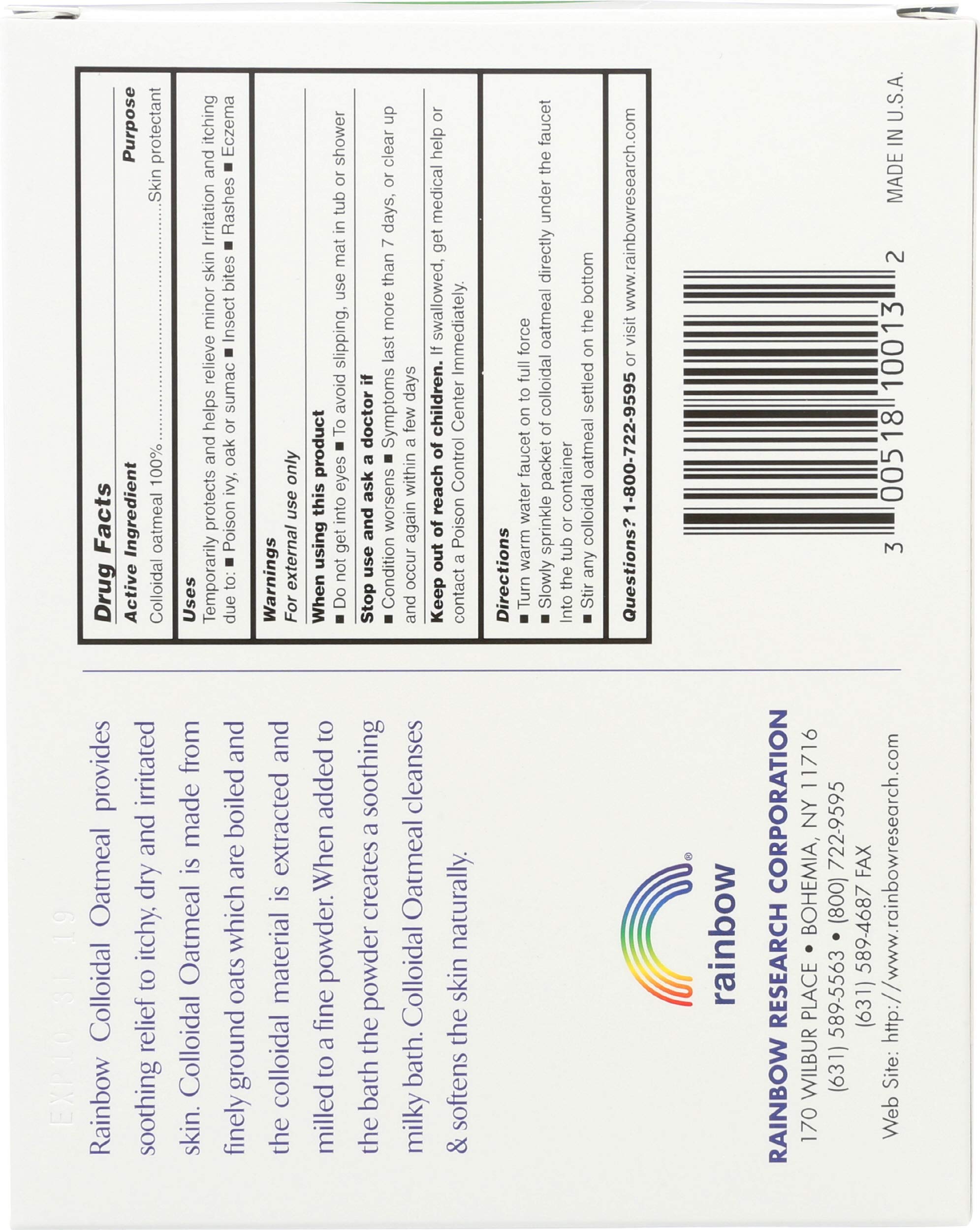 Rainbow Research bath packets ready to dissolve for a calm, itch-free soak.
