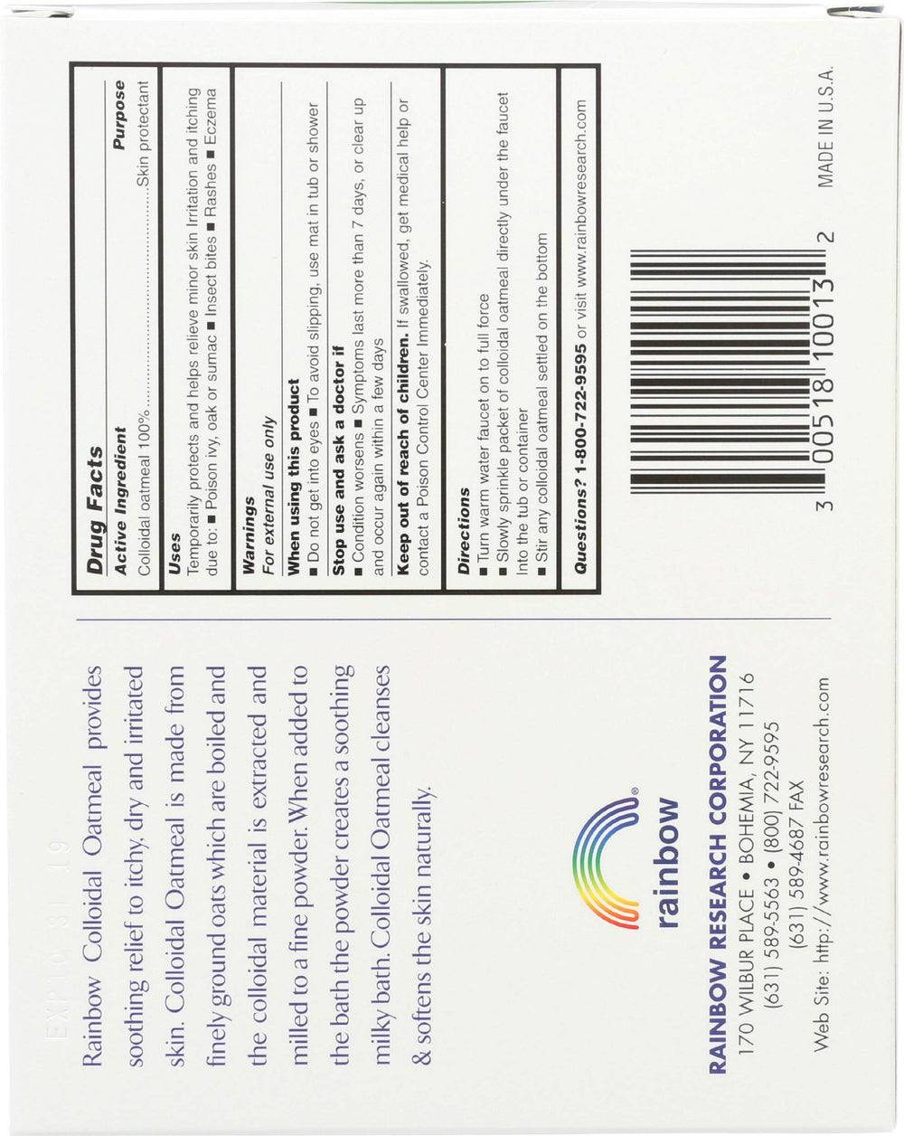 Rainbow Research bath packets ready to dissolve for a calm, itch-free soak.