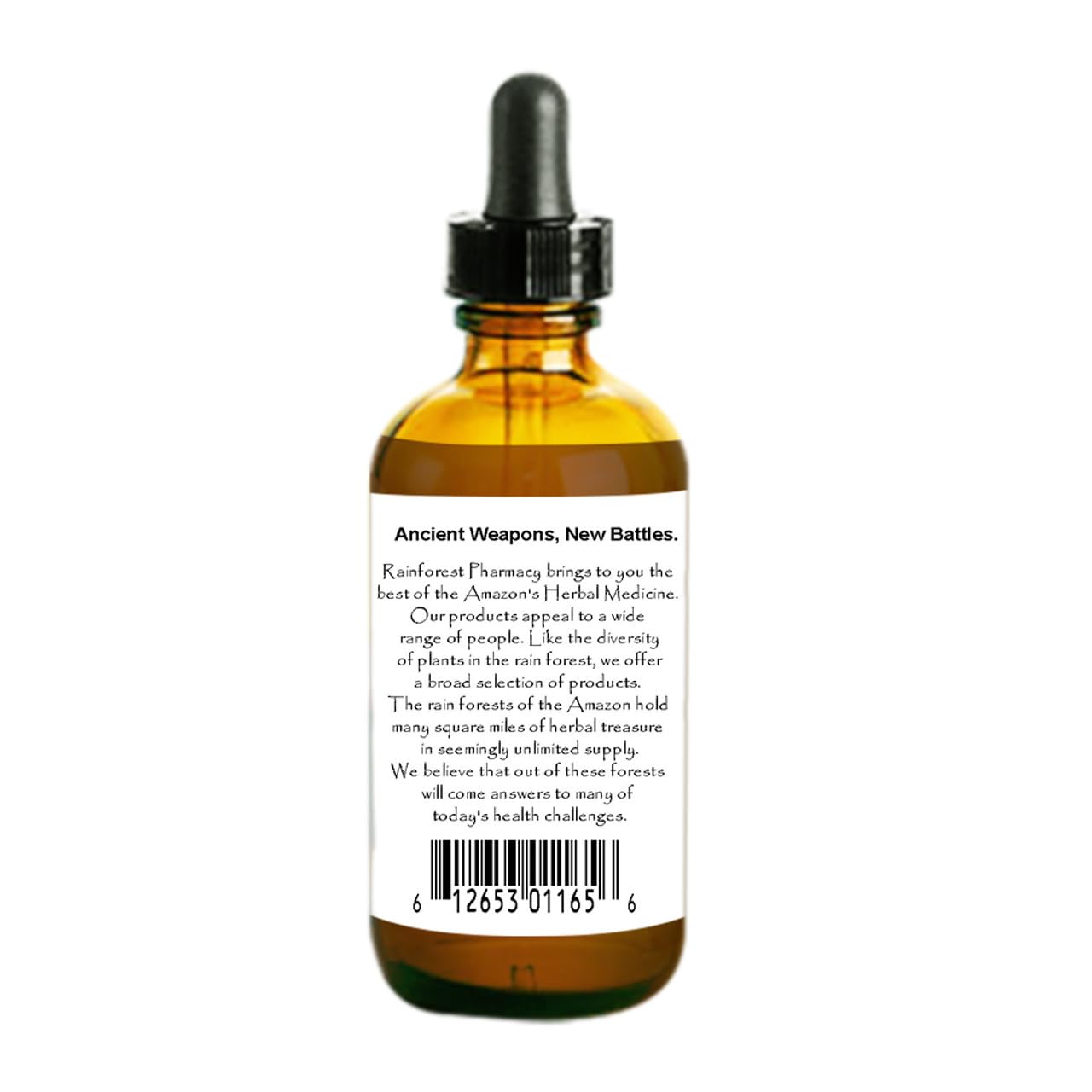 Rainforest Pharmacy Graviola label highlights sustainable sourcing and purity.