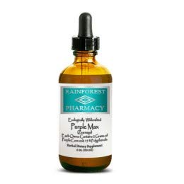 Rainforest Pharmacy Purple Max bottle pour for convenient daily dosing of Peruvian purple corn extract