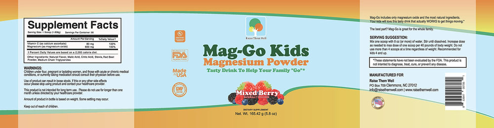 Raise Them Well Mag-Go scoop for precise daily serving and easy mixing.