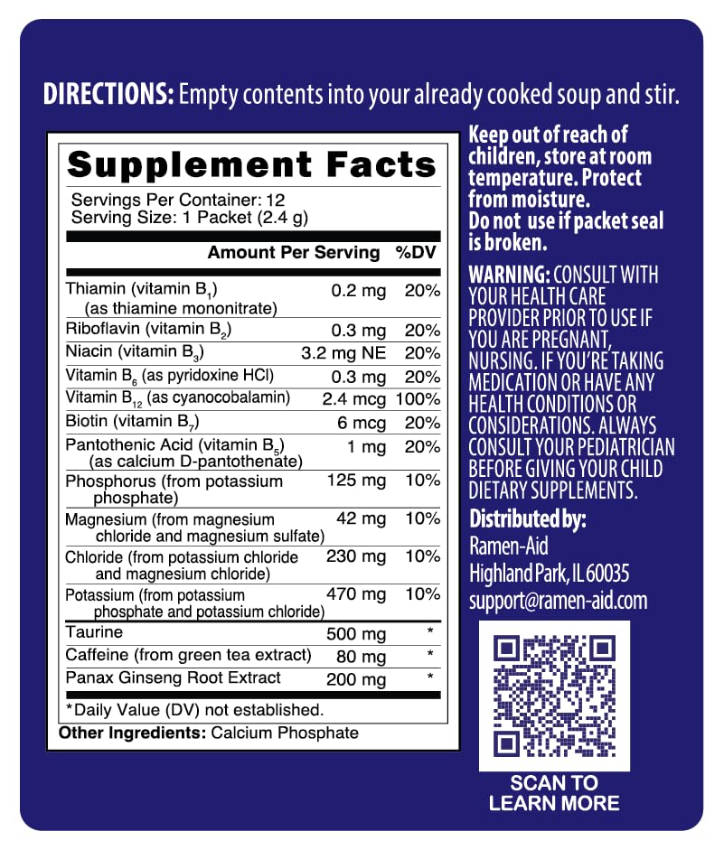Ramen-Aid B-vitamin-complex enhances energy with essential vitamins