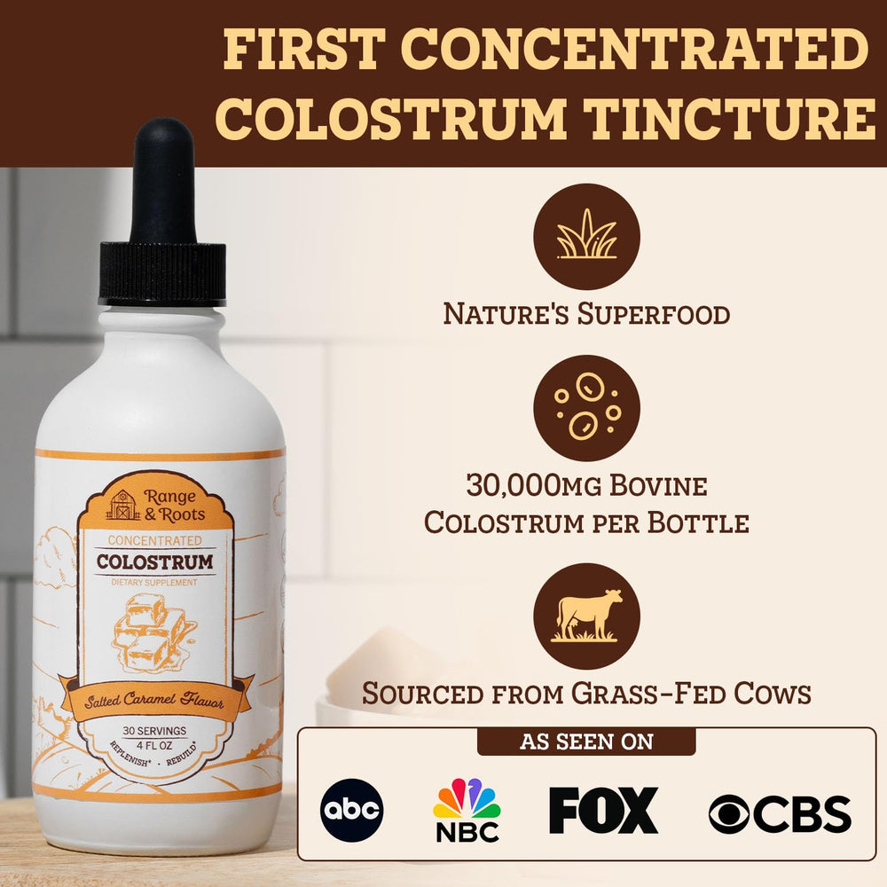 Range and Roots colostrum tincture pour showing easy daily dosage
