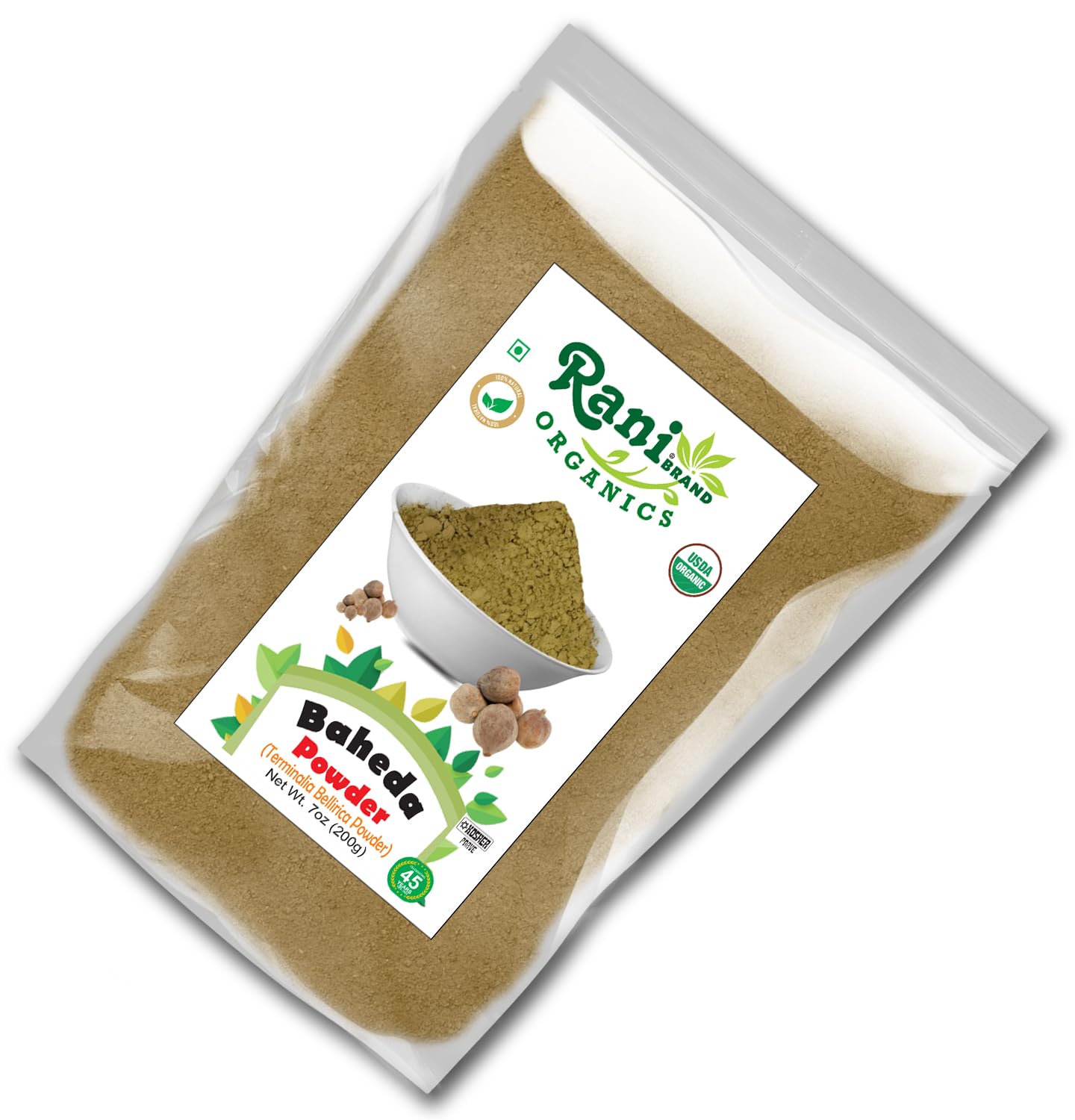 Authentic Indian-origin Baheda powder with no artificial color.
