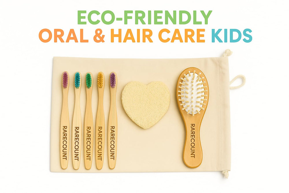 RARECOUNT soft bamboo kids toothbrush designed for small hands and easy grip.