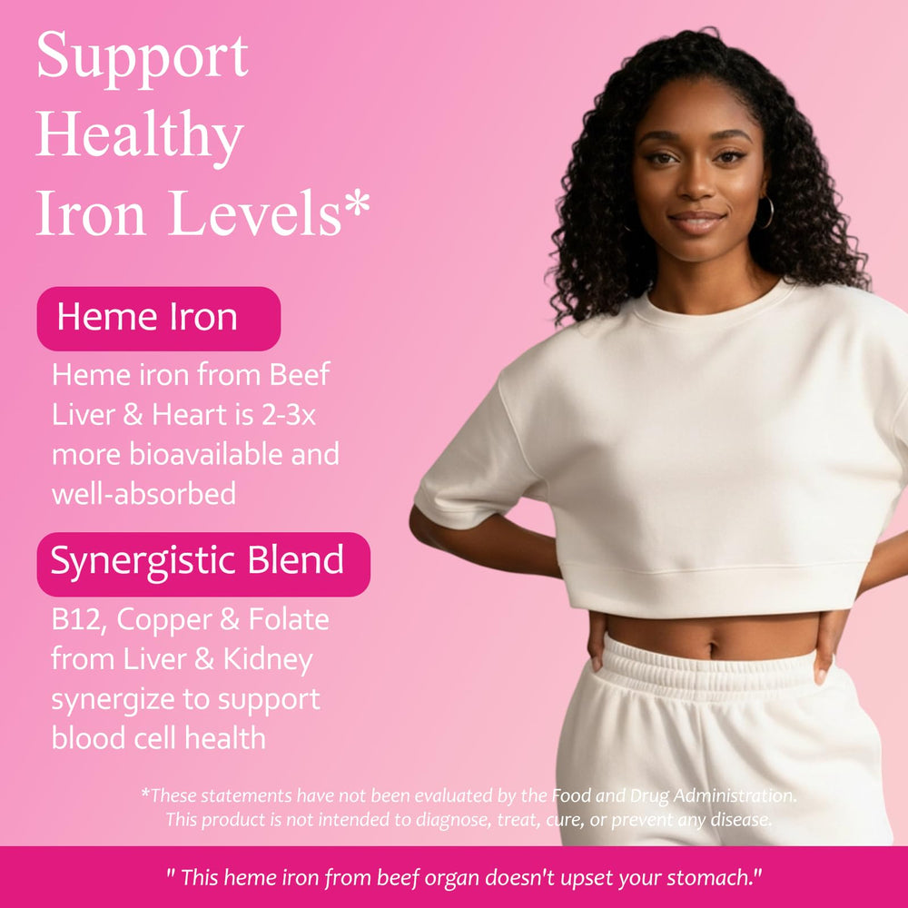 Closeup of Rasav capsules showing heme iron from liver and organ nutrition.