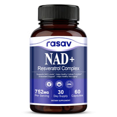 Rasav NAD+ 10-in-1 bottle front view for daily vitality.