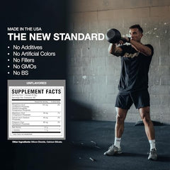 RAW Beta Alanine powder bottle packaging shot conveying quality and purity.