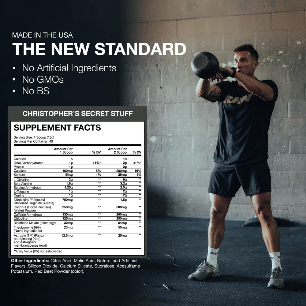 Sip of RAW Christopher's Secret Stuff with Tastes Like Winning flavor.